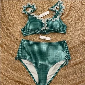 ☀️ NWT J. Crew Green Gingham bikini size M